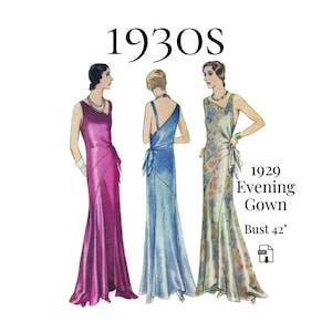 1930 Art Deco Evening Gown w/ Bias Bands – PDF Pattern #6298 (42" Bust)
