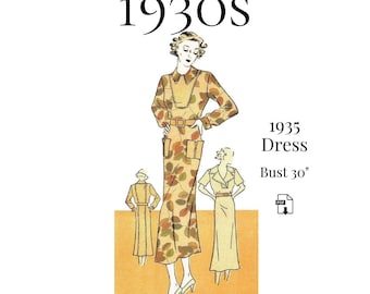 1930s Junior Two Piece School/Sport Dress Sewing Pattern – 30" Bust (PDF Print at Home) #5865