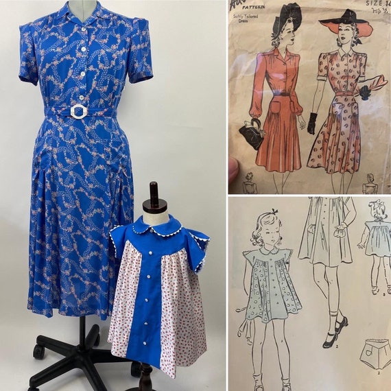 CUSTOM MAKE- Mother/Daughter Dresses - 1940s Repr… - image 1