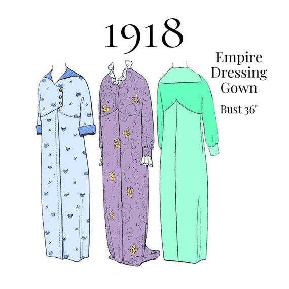 ladies dressing gown pattern PDF - 1930s Pattern, Women's Housecoat Robe Dressing Gown