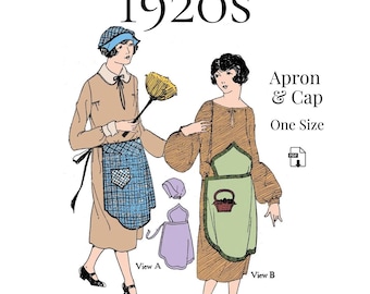 1920s Ladies Apron & Cap – PDF Sewing Pattern #0104 (One Size)