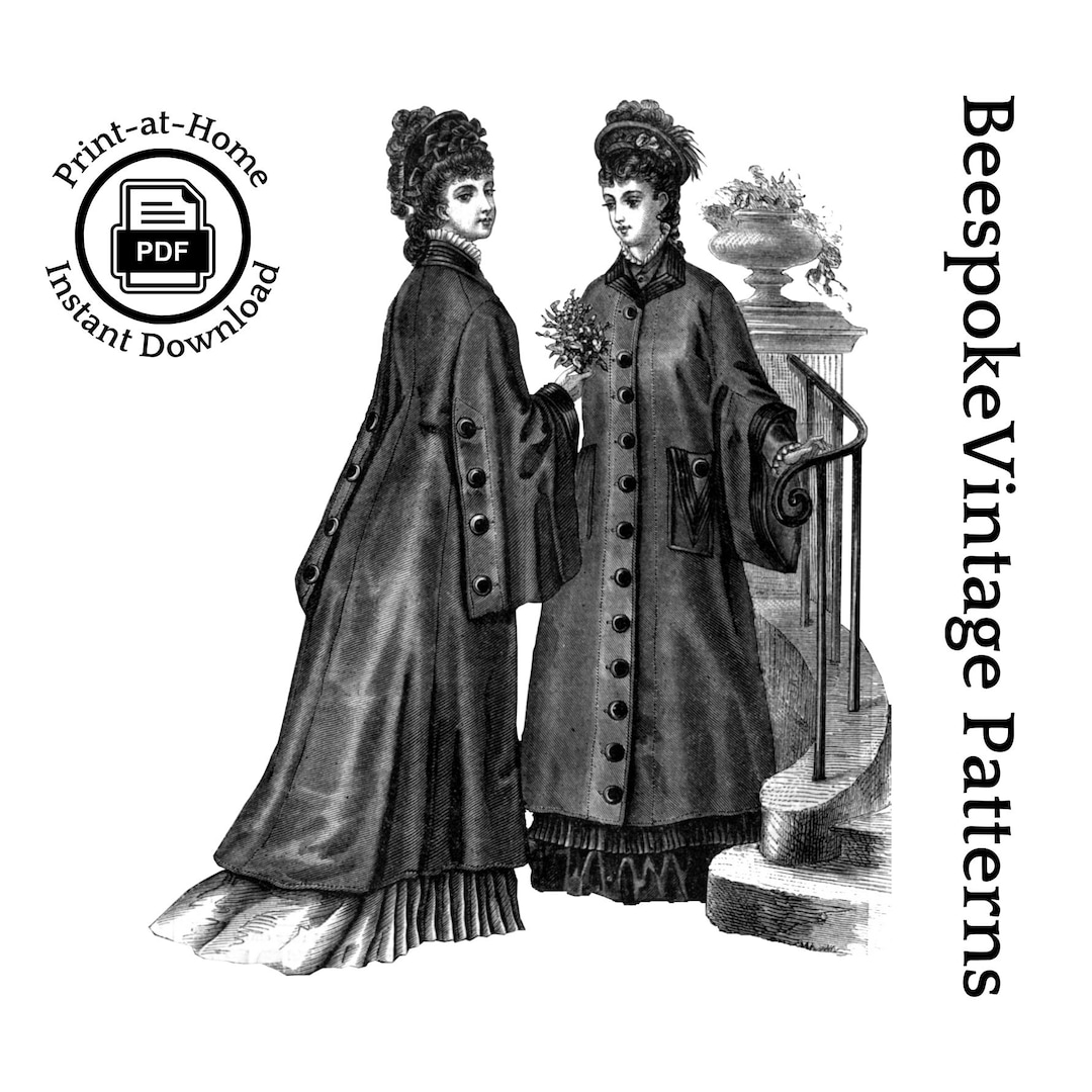 1870s Ladies Coat With Draped Sleeves - Victorian Era - Reproduction ...