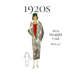 Abrigo recto para dama de 1924 en dos largos – Reproducción del patrón PDF n.° 7714 (busto de 101 cm)