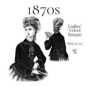 1876 Ladies Velvet Basque – Reproduction PDF Pattern #0173 (32–34 inch bust)