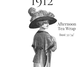 1912 Ladies Afternoon Tea Wrap – Reproduction PDF Sewing Pattern #0291 (Bust 32–34")