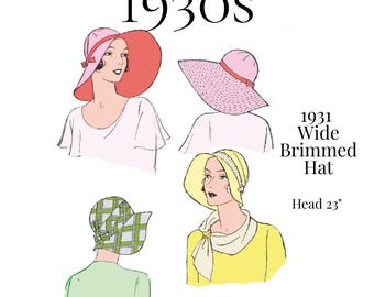1930s Brimmed Cloche Hat – 1931 Reproduction, PDF Sewing Pattern #5651
