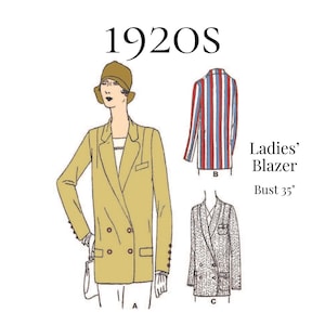 1929 Ladies Box-Coat Sports Blazer – Reproduction PDF Pattern #Z2419 (35" bust)
