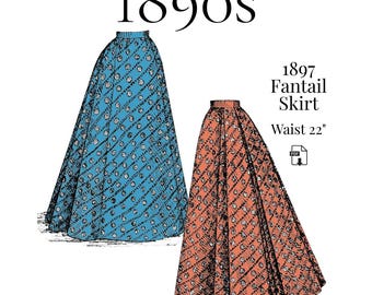 1897 Ladies Back-Pleated Fantail Skirt – Reproduction PDF Pattern #1491 (22 inch waist)