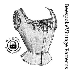 1912 Ladies Corset Cover - Instant Download - Reproduction Sewing Pattern #E0176 - 36 Inch Bust - Print At Home - PDF