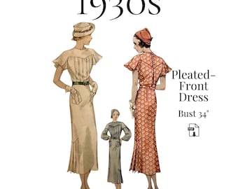 1930s Flutter Sleeve Tucked Bodice – PDF Pattern #7771 (34" Bust)