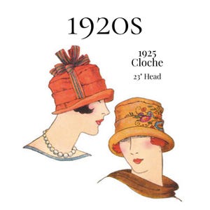 1920s Ladies’ Pleated Cloche Hat – 1925 Reproduction, PDF Sewing Pattern #1440 (23" Head)
