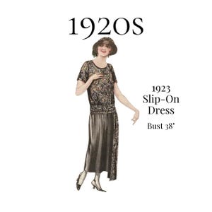 1923 Ladies Slip-On Dress with Pleated Sash – Reproduction PDF Pattern #1606 (38" bust)