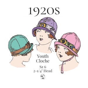 1920s Child & Youth Cloche Hat with Turned-Up Brim – Reproduction PDF Pattern #6327 (Size 6, 20-1/4" Head)