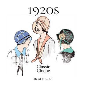 1920s Ladies’ Cloche Hat – 1920s Reproduction, PDF Sewing Pattern #7473 (22"–24" Head)