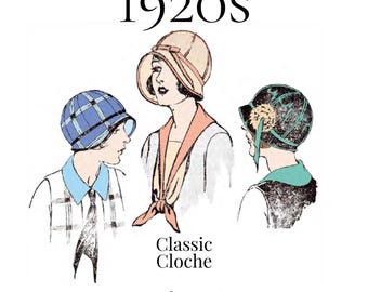 Sombrero cloche para mujer de los años 20 – Reproducción de los años 20, patrón de costura en PDF n.° 7473 (cabeza de 56 a 61 cm)