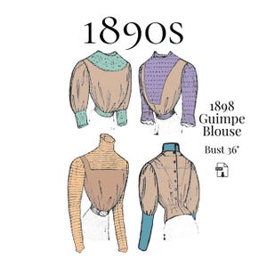 Blusa Guimpe feminina de 1898 – Reprodução do molde em PDF nº 2688 (busto de 36 polegadas)