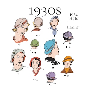 1930s Ladies Hats In Several Styles - Reproduction 1934 Sewing Pattern #5685 [PDF - Print-at-Home]