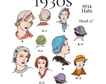 1930s Ladies Hats In Several Styles - Reproduction 1934 Sewing Pattern #5685 [PDF - Print-at-Home]