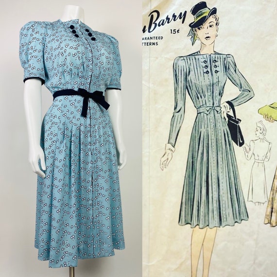 CUSTOM MAKE - Late 1930s Early 1940s Dress with a… - image 1