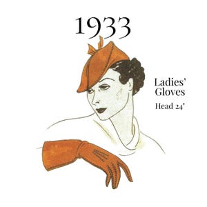 1930s Ladies’ Tilted Beret & Gloves – 1933 Reproduction, PDF Sewing Pattern #0607 (24" Head)