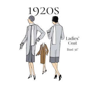 1920s Ladies Coat Pattern – Reproduction PDF Pattern #3824 (36" Bust)
