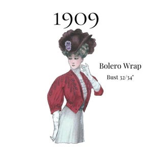 1909 Ladies Bolero Jacket – PDF Sewing Pattern #E5892 (Bust 32–34")