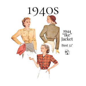 1940s Ladies Eisenhower-Style Jacket – PDF Sewing Pattern #5766 (Bust 32"/34")