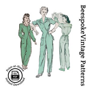 1940s Coverette Overalls WWII Rosie the Riveter - Bust 36&quot; ONLY Reproduction Vintage Pattern #2795-36 (PDF - Print At Home)