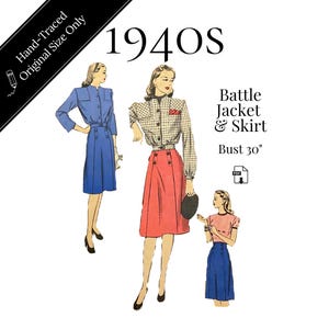 1940s Battle Jacket & Skirt – WWII “Ike” Suit – PDF Pattern #1659 (Bust 30")