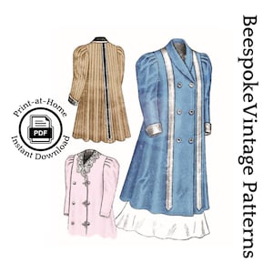 1900s Young Ladies Double-Breasted Coat - INSTANT DOWNLOAD - Reproduction 1908 Sewing Pattern #E9762 - 32 Inch Bust - Print At Home - PDF