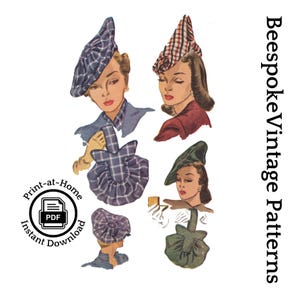 1940s Ladies Hats and Purses - INSTANT DOWNLOAD - Reproduction 1947 Sewing Pattern #H1318 -PDF- Print at Home