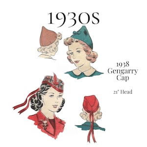 1930s Ladies’ Scotch Cap & Pointed Cap – Glengarry Style, PDF Sewing Pattern #2275 (21" Head)