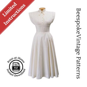 1950s Tucked Bodice Claire McCardell Dress Pattern - Bust 34&quot; Waist 33&quot;  Reproduction Vintage Pattern #001 - PDF - Print At Home