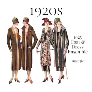1925 Ladies Coat and Dress Ensemble – Reproduction PDF Pattern #0551 (36" bust)