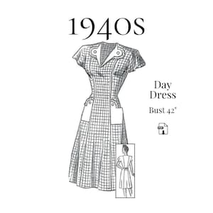 Damesjurk jaren 1940 – pdf-naaipatroon #4799 (buste 42")