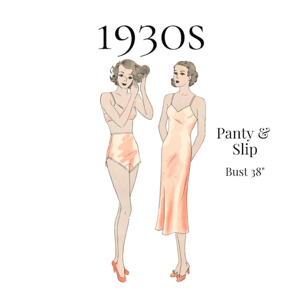 1930s Ladies’ Pantie & Slip – 1936 Reproduction, PDF Sewing Pattern #1136 (38" Bust)