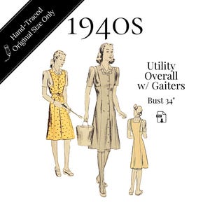 1940s Utility Overall with Gaiters – Homefront Workwear Pattern #1837 (Bust 34")