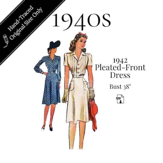 1940s Ladies' & Misses' Dress  PDF Sewing Pattern #4588 (bust 38") - Etsy
