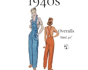 Tailleur 1940 pantalon jupe et chemisier en coton vert - Chez Sarah