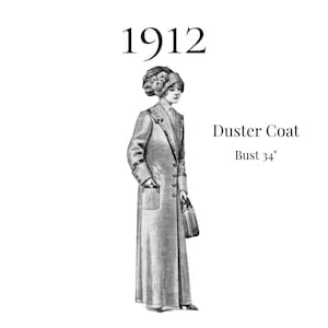 1912 Ladies Duster Coat – PDF Sewing Pattern #0402 (Bust 34") – Copy Shop Printing Only