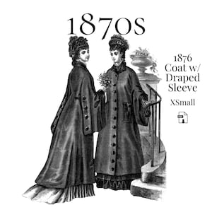 1876 Ladies Coat with Draped Sleeves – Reproduction PDF Pattern #0171 (XSmall)