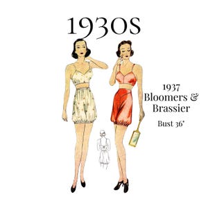 1930s Lingerie Bloomers & Brassiere – 1937 Reproduction, PDF Sewing Pattern #0620 (36" Bust)