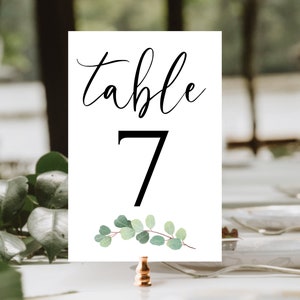 Modern Wedding Table Number Template: Calligraphy Design (Canva Download)