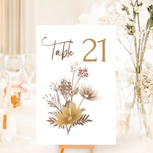Boho Floral Wedding Table Number Template: Modern Calligraphy (Canva Download)