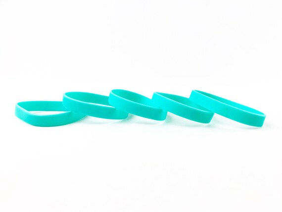 Seafoam Green Silicone Wristbands: Adult Size, Plain Bracelets