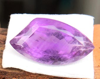 Marquise Cut Natural Amethyst Gemstone: Faceted Violet Gem for Ring/Pendant.