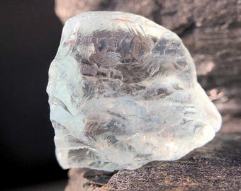 Ice Blue Natural Aquamarine Rough | 11.25 CT, 17x15 Aquamarine Crystal Mineral Specimen.
