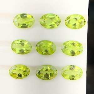 Natural Peridot Gemstone Lot: Vibrant Green Oval Cut, Jewelry Making