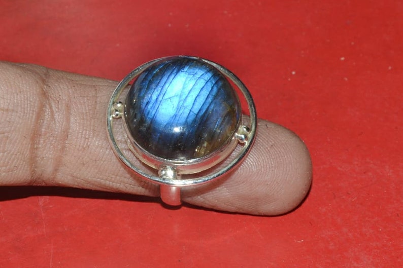 Handmade Gemstone Ring For Women Natural Labradorite Gemstone Ring 925 Sterling Silver Ring R1073 Boho /& Hippie Style