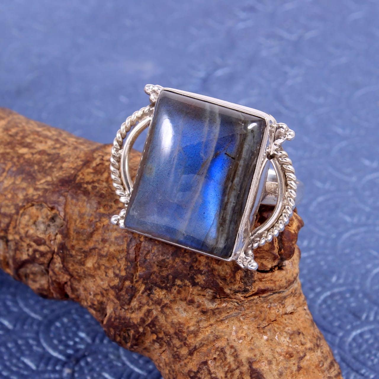 Natural Labradorite Gemstone Ring, 925 Sterling Silver Ring, Boho ...